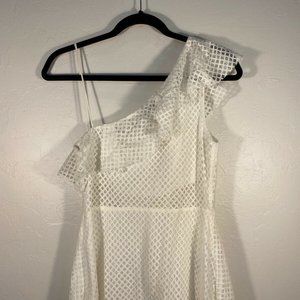 NWT Sandro LACE Dress Crochet One Ruffle Shoulder